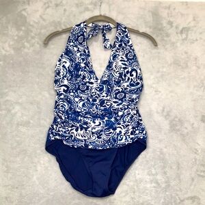 Lauren Ralph Lauren Floral Halter Top One Piece Swim Size 8